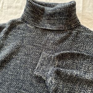 Zenana Sweater Womens 2XL Turtleneck Blue Pullover Knit Puffy Sleeve Comfort N17